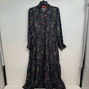 Vilagallo Shirt Dress Womens Size 38 US M Nature Print Zebra Floral Print Ruffle